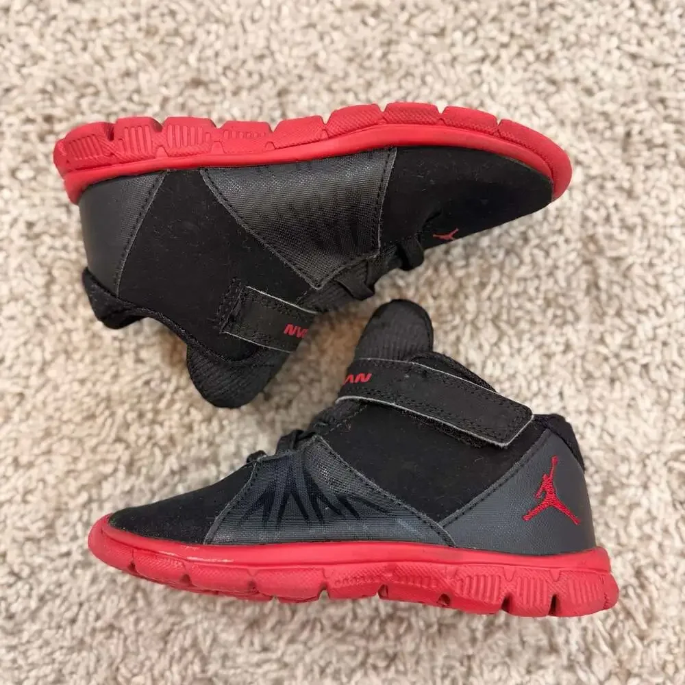 Jordan Toddler Shoes Size‎ 9C Black Red Jumpman Strap Sneakers Kids